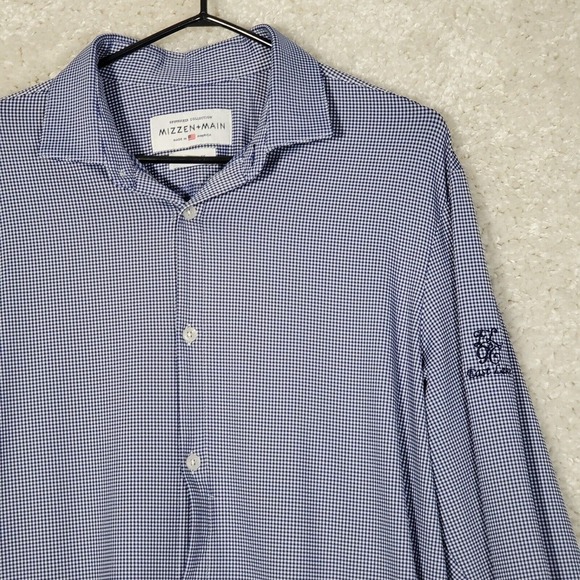 Mizzen And Main‎ Spinnaker Men Trim Fit Stretch Shirt Size XL Office Casual - Picture 3 of 12